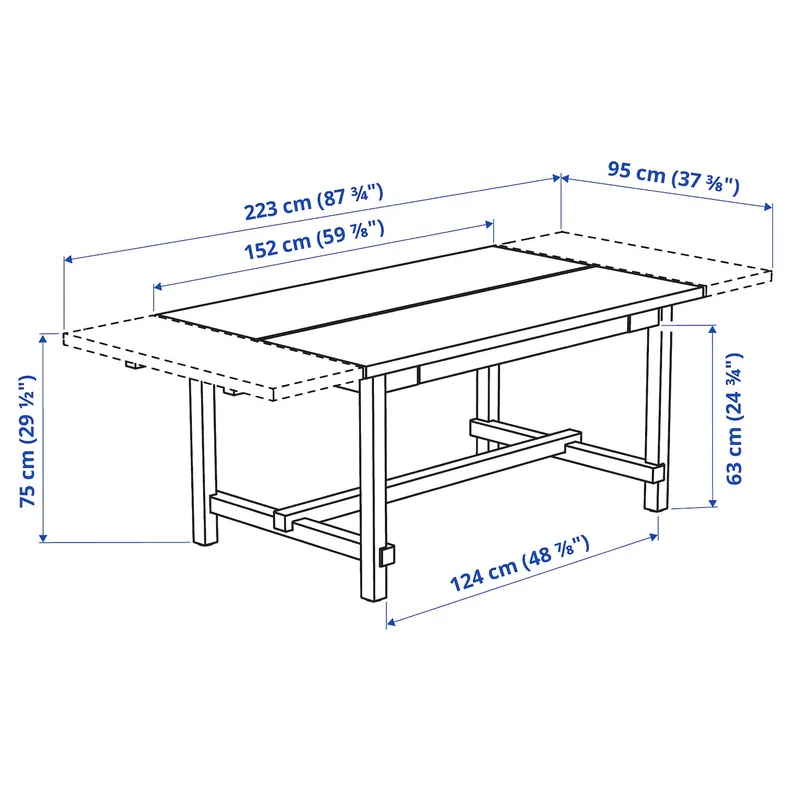 IKEA NORDVIKEN НОРДВИКЕН / SKOGSTA СКОГСТА, стол и 4 стула, пятно патины / черный, 152 / 223 см 695.716.34 фото №5