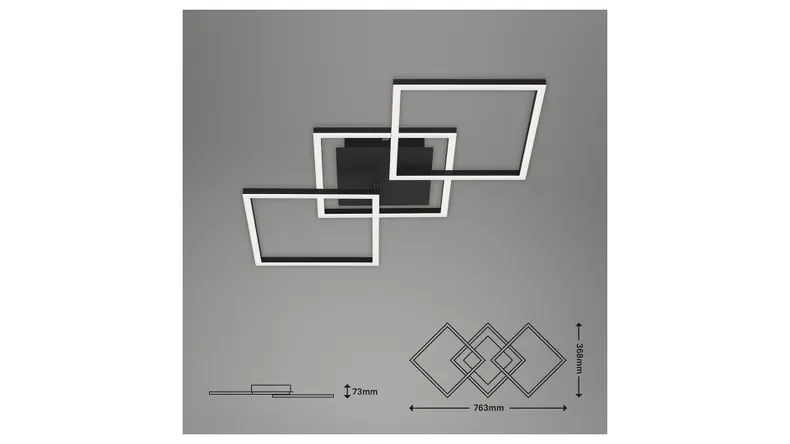 BRW Каркасний світлодіодний 3-точковий стельовий світильник чорний 085522 фото №8