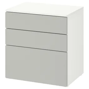 IKEA SMÅSTAD СМОСТАД / PLATSA ПЛАТСА, комод с 3 ящиками, белый/серый, 60x42x63 см 294.201.71 фото
