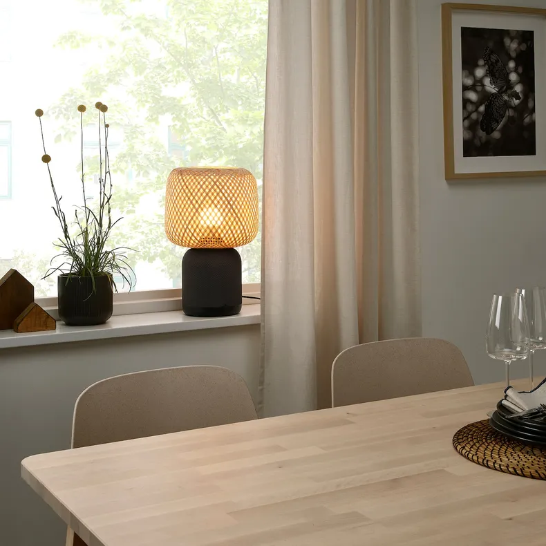 IKEA SYMFONISK СИМФОНИСК, лампа / динамик Wi-Fi, абажур бамбук 295.304.19 фото №3