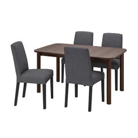 IKEA STRANDTORP СТРАНДТОРП / BERGMUND БЕРГМУНД, стіл+4 стільці, коричневий / Gunnared середньо-сірий, 150/205/260 см 794.410.53 фото