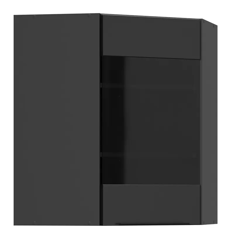 BRW Кутова кухонна шафа Sole L6 60 см з вітриною зліва чорна матова, чорний/чорний матовий FM_GNWU_60/72_LV-CA/CAM фото №2