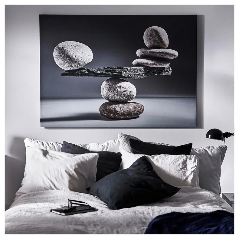 IKEA BJÖRKSTA БЬЙОРКСТА, картина з рамкою, балансувальні камені / срібло, 140x100 см 695.089.06 фото №3