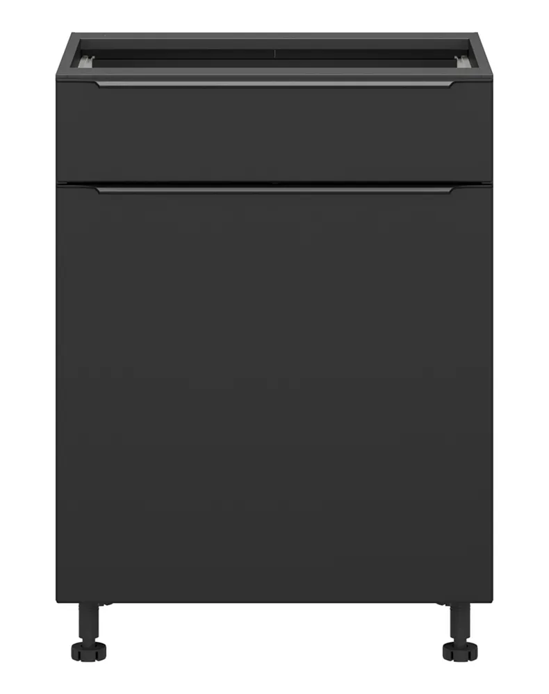 BRW Кухонный шкаф Sole L6 60 см левосторонний с выдвижным ящиком черный матовый, черный/черный матовый FM_D1S_60/82_L/SMB-CA/CAM фото №1