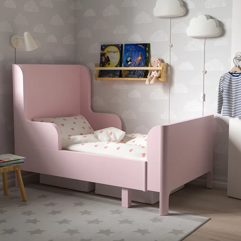 IKEA BUSUNGE БУСУНГЕ, розсувне ліжко, блідо-рожевий, 80x200 см 902.290.17 фото №2