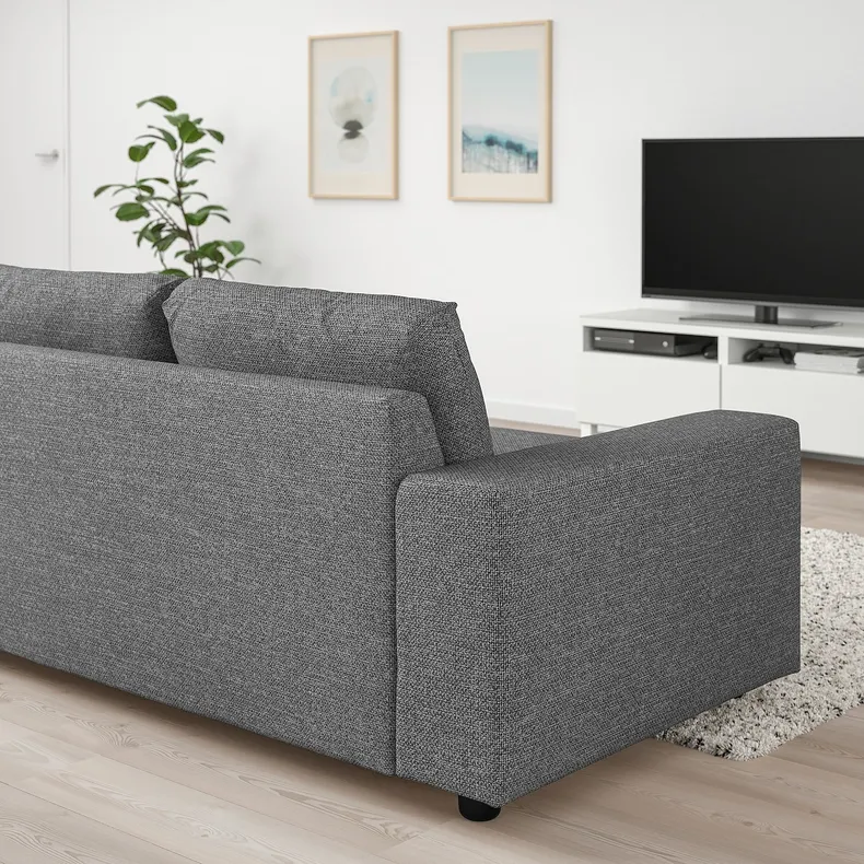 IKEA VIMLE ВІМЛЕ, 3-місний диван, з широкими підлокітниками/Lejde сіро-чорний 394.328.09 фото №2