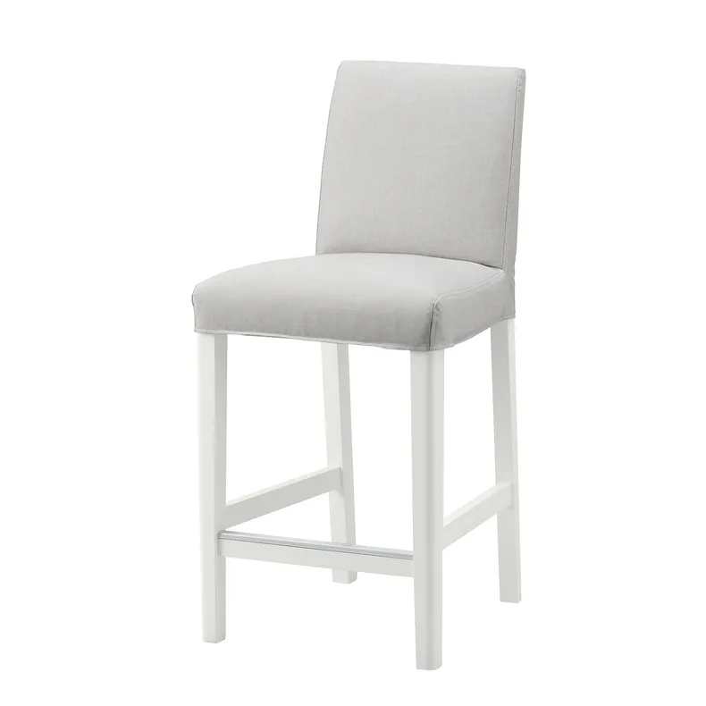 IKEA BERGMUND БЕРГМУНД, барний стілець зі спинкою, білий / Orrsta світло-сірий, 62 см 393.882.03 фото №1