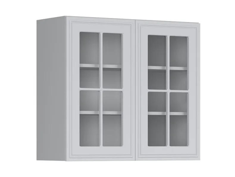 BRW Двухдверный верхний кухонный шкаф Verdi 80 см с витриной светло-серый матовый, греноловый серый/светло-серый матовый FL_G_80/72_LV/PV-SZG/JSZM фото №2