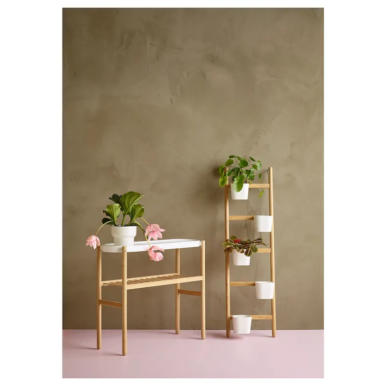 IKEA SATSUMAS САТСУМАС, підставка для рослин, бамбук / білий, 70 см 902.581.56 фото №5