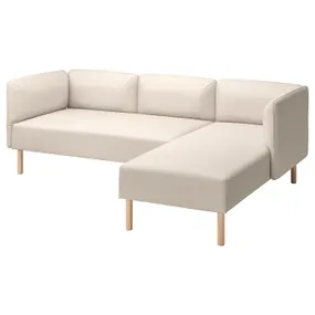 IKEA LILLEHEM ЛІЛЛЕХЕМ, 3-м модульний диван з кушеткою, ВІССЛЕ/бежевий деревина 495.682.94 фото
