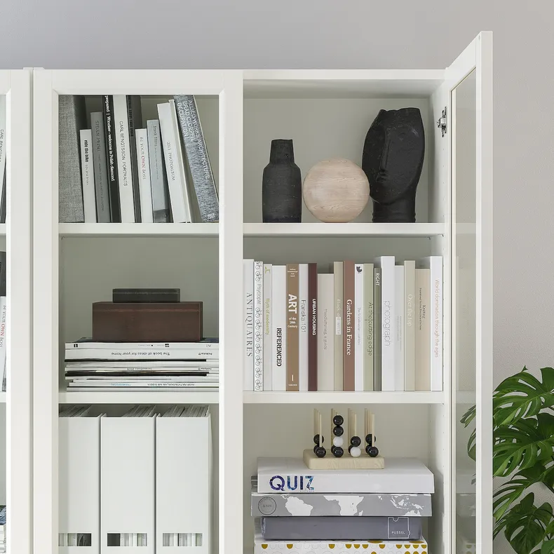 IKEA BILLY БИЛЛИ / OXBERG ОКСБЕРГ, шкаф книжный со стеклянными дверьми, белый, 120x30x202 см 692.818.04 фото №4