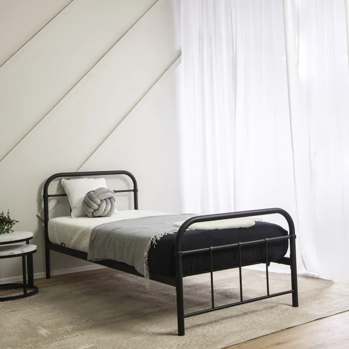 Кровать односпальная металлическая 90x200 см MEBEL ELITE PABLO, черный фото №2