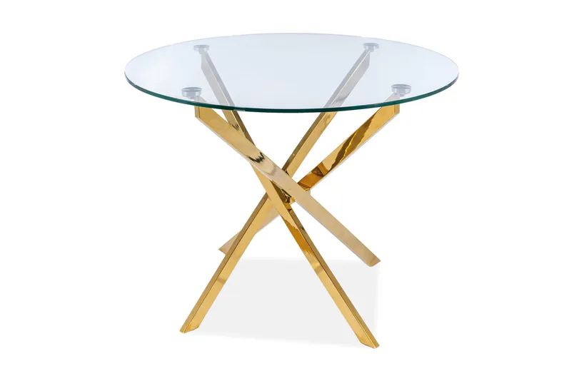 Круглый стеклянный Столик SIGNAL AGIS, белый / хром, 90x90 см фото №3