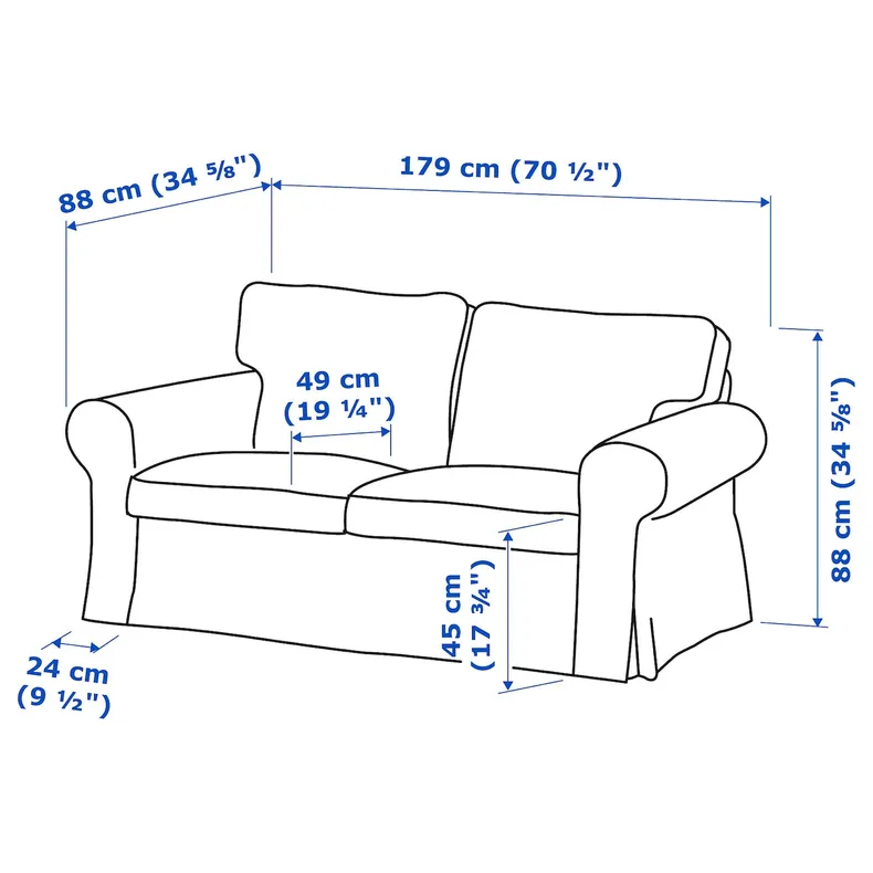 IKEA EKTORP ЕКТОРП, 2-місний диван, Талміра блакитна 794.305.25 фото №6