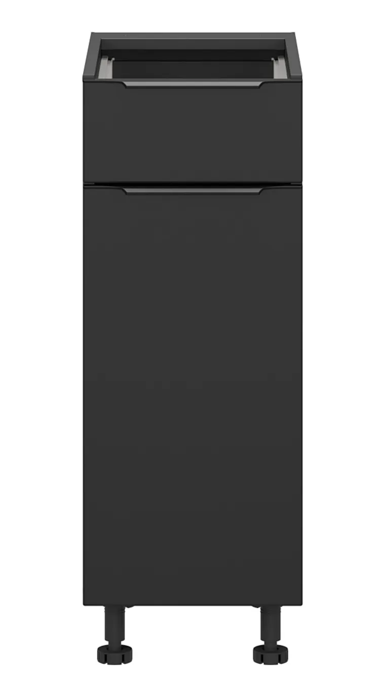 BRW Кухонна шафа Sole L6 30 см права з висувною шухлядою чорний матовий, чорний/чорний матовий FM_D1S_30/82_P/SMB-CA/CAM фото №1