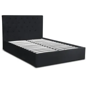Кровать двуспальная бархатная MEBEL ELITE LIONEL Velvet, 140x200 см, Черный фото