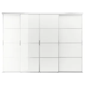 IKEA SKYTTA СКЮТТА / FÄRVIK ФЭРВИК, дверь раздвижная, комбинация, алюминий / белое стекло, 326x240 см 394.240.41 фото
