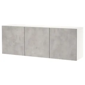 IKEA BESTÅ БЕСТО, комбинация настенных шкафов, белый Kallviken / светло-серый имитация бетона, 180x42x64 см 394.218.01 фото
