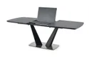 Кухонний стіл розкладний HALMAR FANGOR 160-220x90 см, стільниця - темно-сіра, основа - чорна фото thumb №3