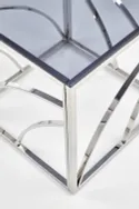 Журнальний столик HALMAR UNIVERSE квадратний 55x55 см, каркас - срібло, скло - димчасте фото thumb №6
