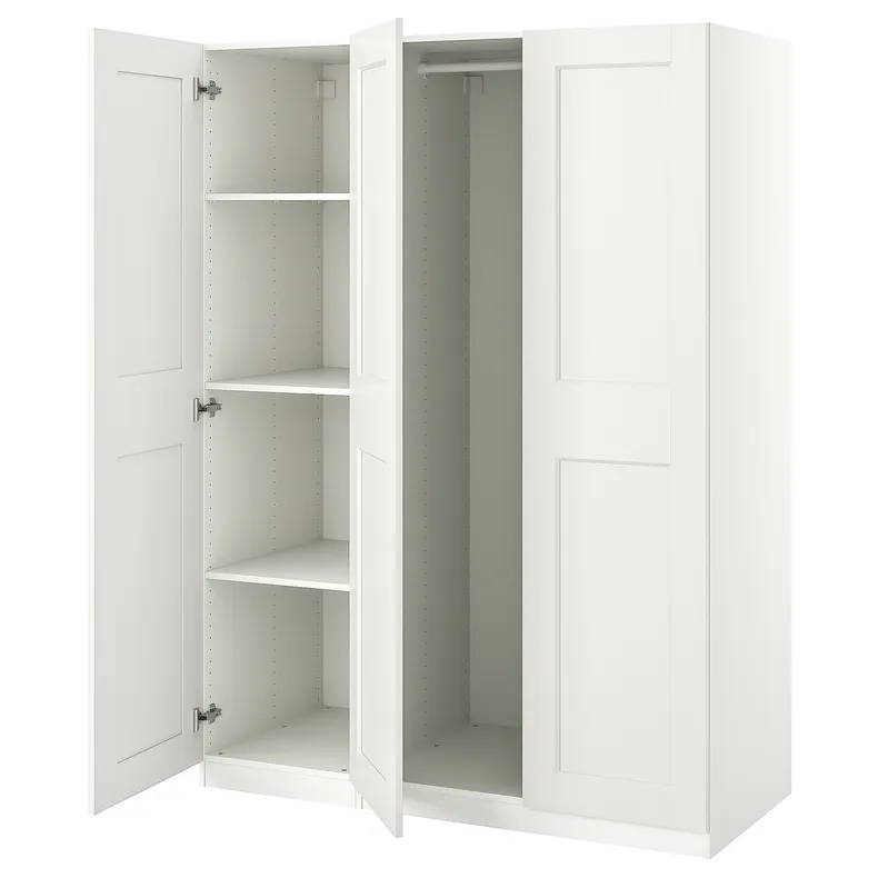 IKEA PAX ПАКС / GRIMO ГРИМО, гардероб, комбинация, белый / белый, 150x60x201 см 094.297.28 фото №1