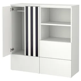 IKEA SMÅSTAD СМОСТАД / PLATSA ПЛАТСА, шафа, білий чорний/білий/смужки з 3 шухлядами, 120x42x123 см 995.499.86 фото