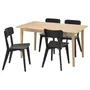 IKEA SKANSNÄS СКАНСНЕС / LISABO ЛІСАБО, стіл+4 стільці, шпон світлого бука/чорний, 150/205 см 095.615.67 фото