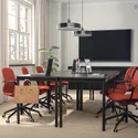 IKEA LÅNGFJÄLL ЛОНГФЬЕЛЛЬ, рабочий стул с подлокотниками, Окрашенный в красный / оранжевый / черный цвет 395.077.34 фото thumb №2
