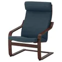 IKEA POÄNG ПОЕНГ, крісло та підставка для ніг, коричневий / ХІЛЛАРЕД темно-синій 194.842.86 фото thumb №3