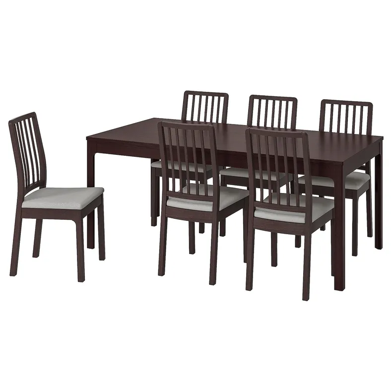 IKEA EKEDALEN ЭКЕДАЛЕН / EKEDALEN ЭКЕДАЛЕН, стол и 6 стульев, темно-коричневый / светло-серый, 180 / 240 см 392.795.67 фото №1