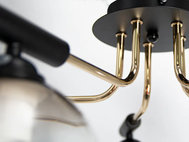 BRW Сміливий 5-точковий металевий стельовий світильник у чорно-золотому кольорі 087183 фото №2