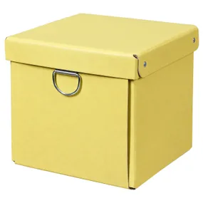 IKEA NIMM НІММ, коробка для зберігання з кришкою, жовтий, 16.5x16.5x15 см 605.959.41 фото