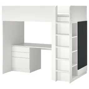 IKEA SMÅSTAD СМОСТАД, ліжко-горище, білий поверхня дошки для записів / зі столом з 4 шухлядами, 90x200 см 394.359.83 фото