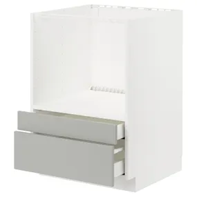 IKEA METOD МЕТОД / MAXIMERA МАКСІМЕРА, шафа д / комб мікрохв печі / шухляди, білий / Хавсторп світло-сірий, 60x60 см 495.383.39 фото