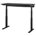 IKEA MITTZON МІТТЗОН, стіл регульований, електричний okl попелястий пофарбований чорний / чорний, 140x60 см 095.282.57 фото thumb №1