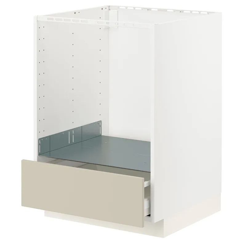 IKEA METOD МЕТОД / MAXIMERA МАКСИМЕРА, напольный шкаф д / духовки, с ящиком, белый / гавсторпский бежевый, 60x60 см 294.266.63 фото №1