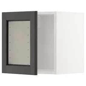 IKEA METOD МЕТОД, шафа навісна зі скляними дверцятами, білий / ЛЕРХЮТТАН чорна морилка, 40x40 см 394.653.57 фото