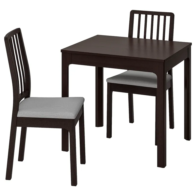 IKEA EKEDALEN ЕКЕДАЛЕН / EKEDALEN ЕКЕДАЛЕН, стіл+2 стільці, темно-коричневий / ОРРСТА світло-сірий, 80 / 120 см 292.968.74 фото №1