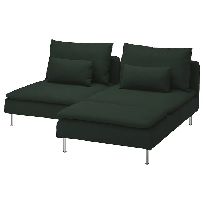 IKEA SÖDERHAMN СЕДЕРХАМН, 2-місний диван із кушеткою, Талміра темно-зелена 195.807.49 фото №1