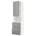 IKEA METOD МЕТОД / MAXIMERA МАКСІМЕРА, висока шафа для мікрох печі, 2 шухл, білий / сірий Бодбін, 60x60x220 см 394.586.20 фото thumb №1