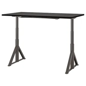 IKEA IDÅSEN ІДОСЕН, стіл регульований, чорний/темно-сірий, 160x80 см 492.809.90 фото