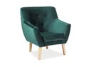 Кресло мягкое бархатное SIGNAL NORDIC 1 Velvet, Bluvel 78 - зеленый / бук фото thumb №1