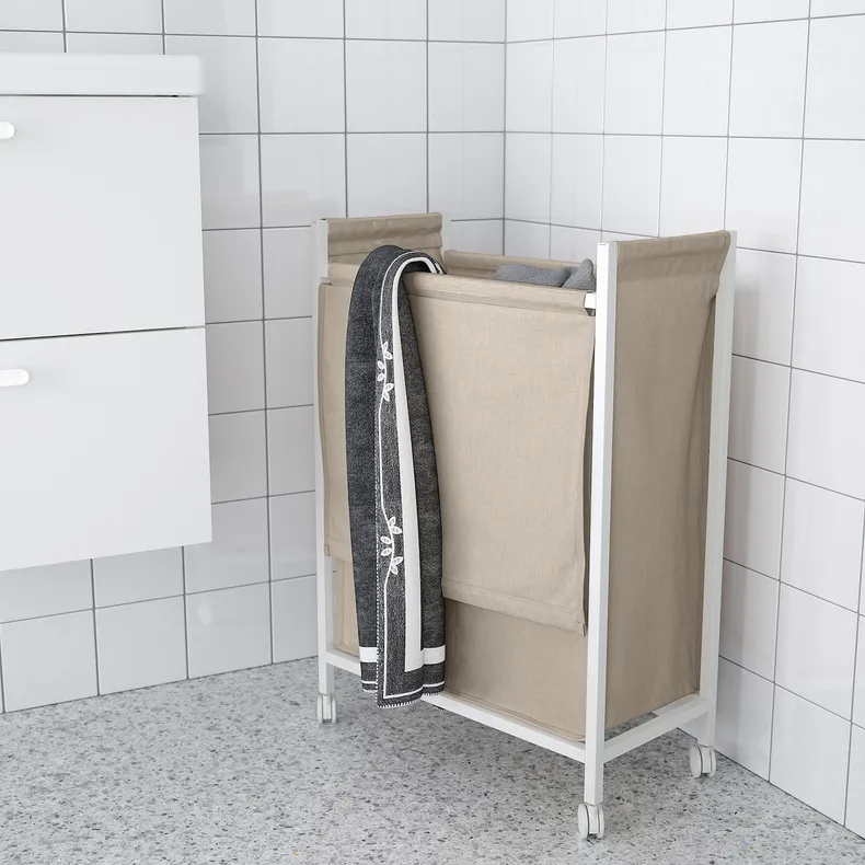 IKEA ENHET ЭНХЕТ, корзина для белья на колесиках, белый, 80 l 105.161.02 фото №3