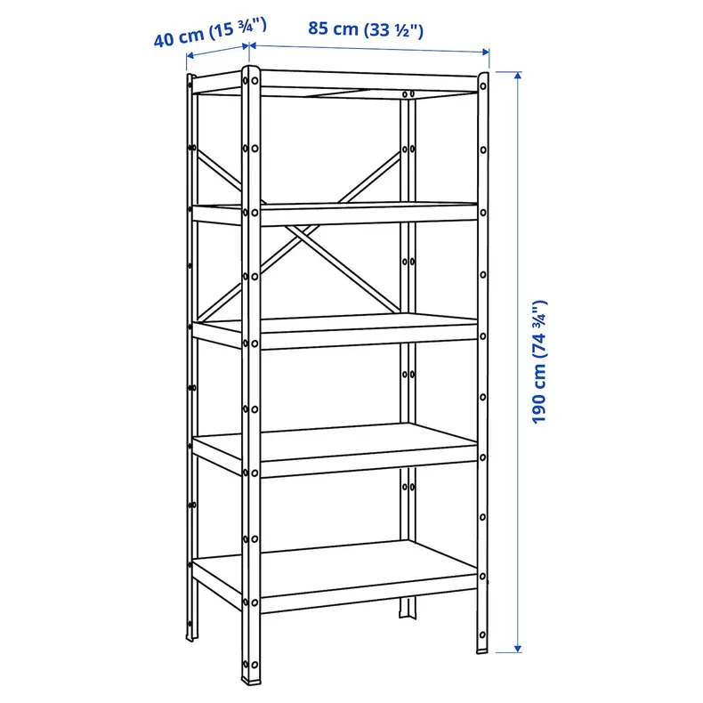 IKEA BROR БРУР стеллаж, черный, 85x40x190 см фото №9