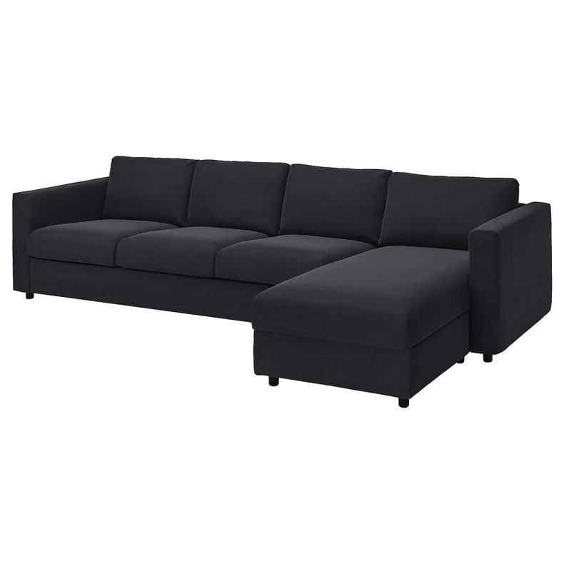 IKEA VIMLE ВІМЛЕ, 4-місний диван із кушеткою, САКСЕМАРА чорно-синій 893.995.34 фото №1