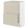 IKEA METOD МЕТОД / MAXIMERA МАКСИМЕРА, напольный шкаф с 2 ящиками, белый / гавсторпский бежевый, 60x37 см 294.267.24 фото