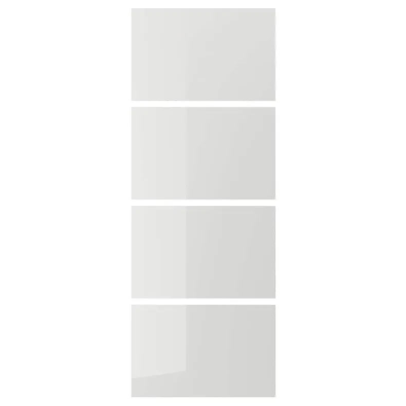 IKEA HOKKSUND ХОККСУНД, 4 панели д / рамы раздвижной дверцы, глянцевый светло-серый, 75x201 см 303.823.47 фото №1