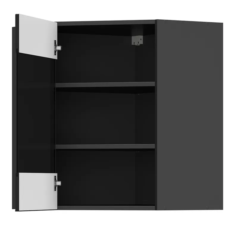 BRW Угловой кухонный шкаф Sole L6 60 см с витриной слева черный матовый, черный/черный матовый FM_GNWU_60/72_LV-CA/CAM фото №3