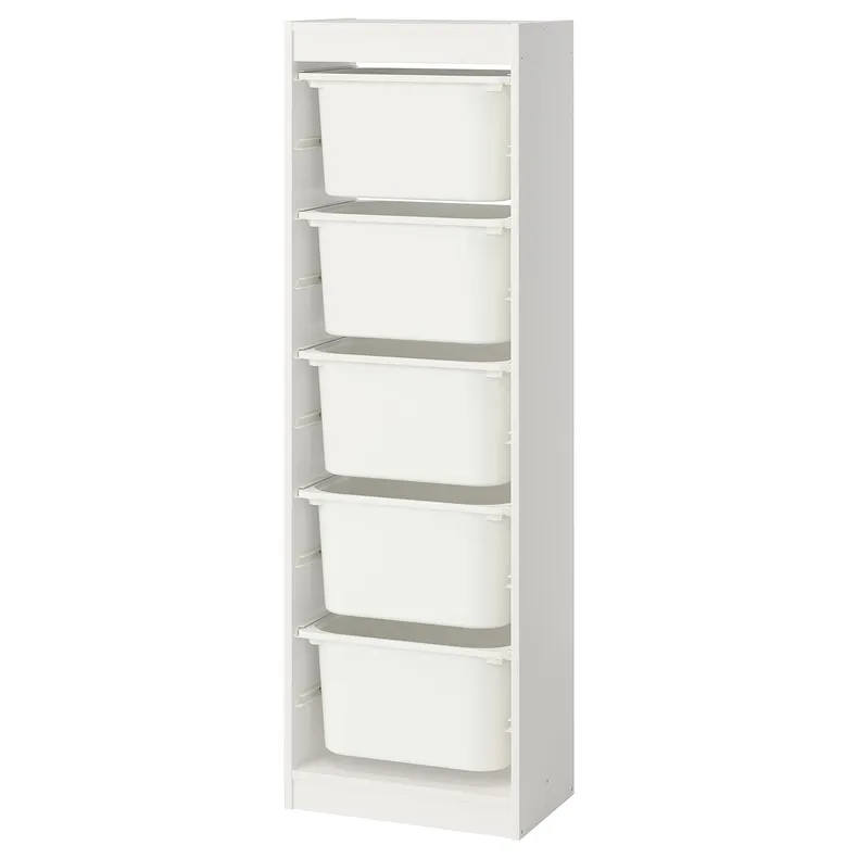 IKEA TROFAST, стеллаж для мусорных контейнеров, белый/белый, 46x30x145 см 995.754.71 фото №1