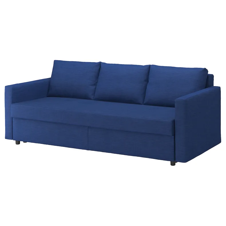 IKEA FRIHETEN ФРІХЕТЕН, 3-місний диван-ліжко, СКІФТЕБУ синій 604.315.63 фото №1